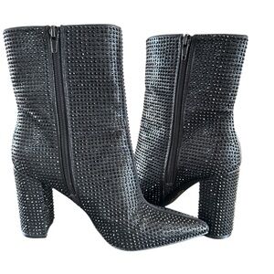 Mix#6 rhinestone in black block heels